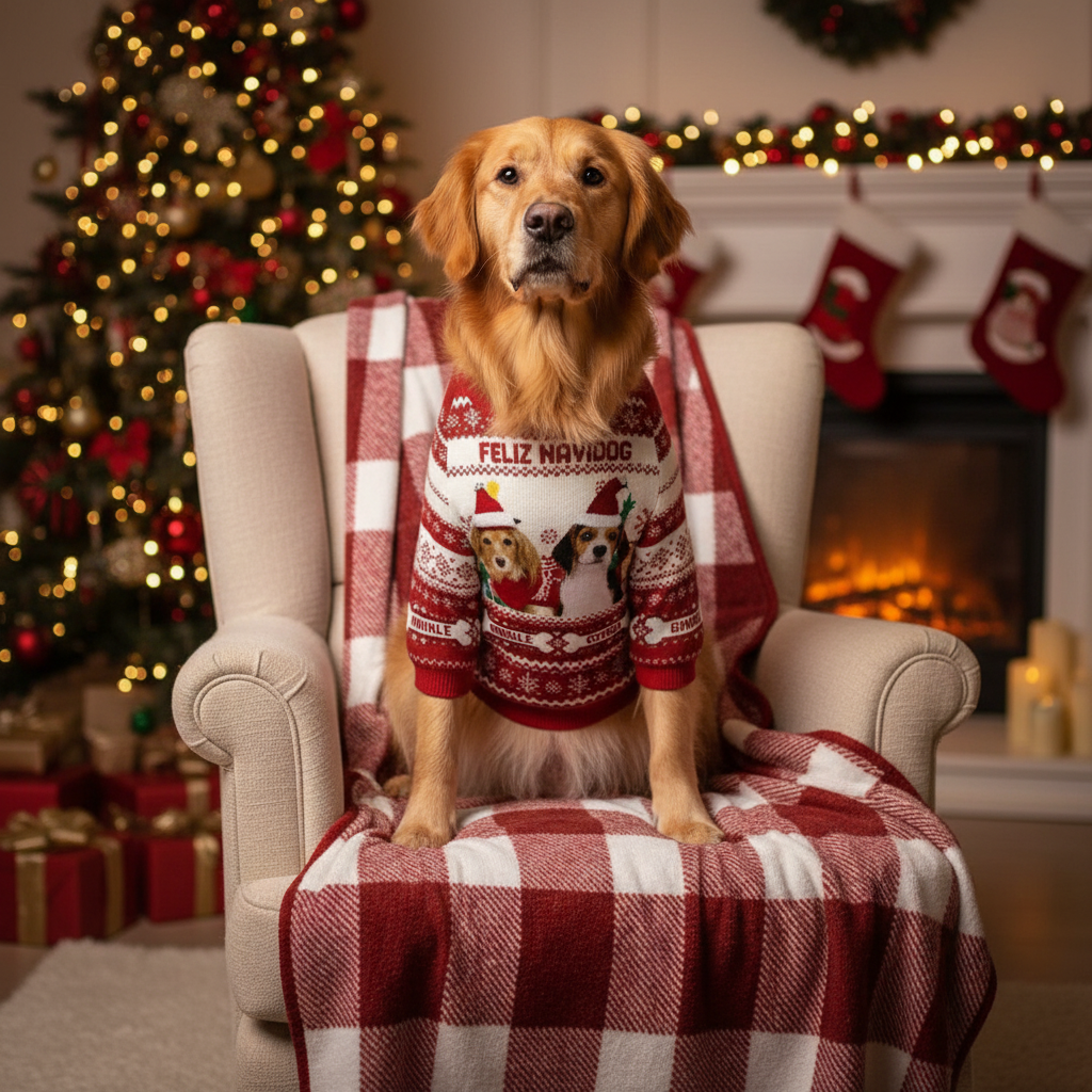 Camiseta/Suéter Navideño (mascotas personalizable).