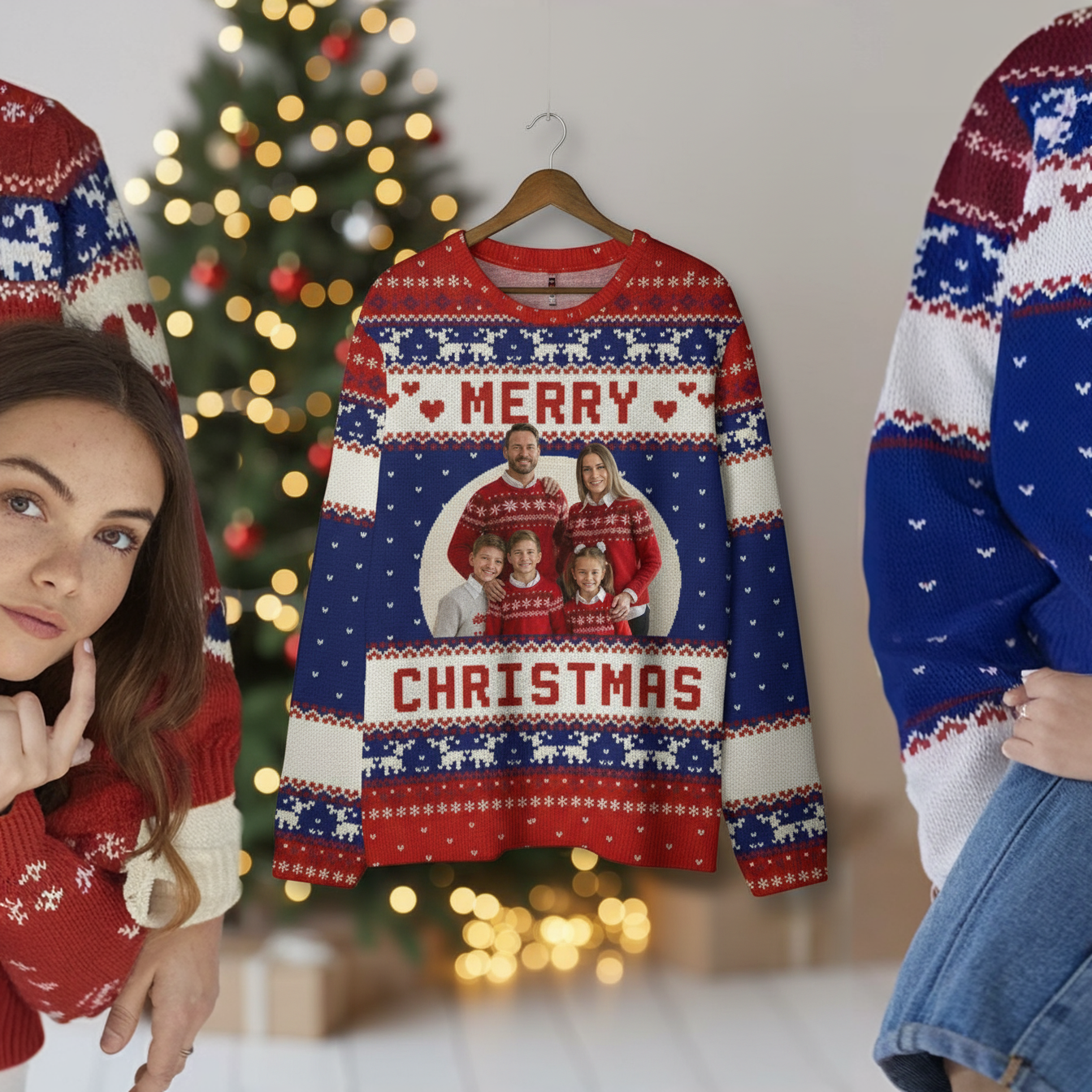 Camiseta/Suéter Navideño (Familiar personalizable).